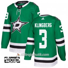 Barn Ishockey Dallas Stars Tröja John Klingberg 3 Adidas 2017-2018 Kelly Grön Authentic